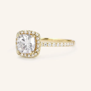 Stunning 1 CT Cushion Moissanite Engagement Ring With Halo & Pave Design