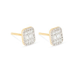 2.0 TCW Round & Baguette Cut Moissanite Cluster Stud Earrings in Gold 5