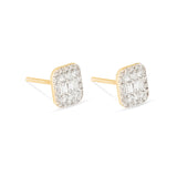 2.0 TCW Round & Baguette Cut Moissanite Cluster Stud Earrings in Gold 5