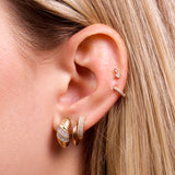 1.0 TCW Round Cut Moissanite Le Grande Cupola Huggies Earrings in Gold 6