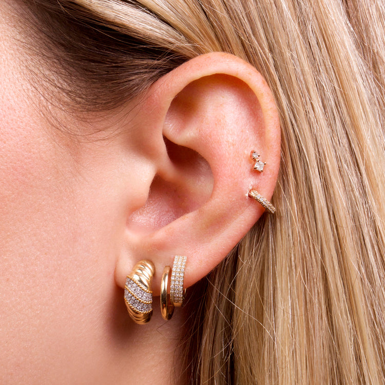 1.0 TCW Round Cut Moissanite Le Grande Cupola Huggies Earrings in Gold 6