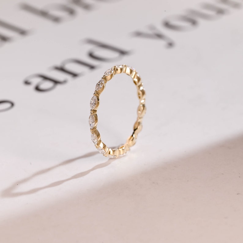 Stunning 0.3 TCW Marquise Moissanite Stones Full Eternity Wedding Band 8