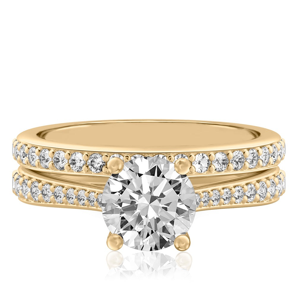 Stunning 1.0- 2.0 CT Round Moissanite Engagement Ring with Pave Design 2