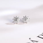 0.50 TCW Round Cut Moissanite Floral Halo Earrings in Gold 1