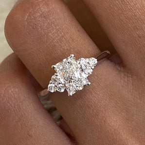 Classic 1.0 CT Radiant Moissanite Engagement Ring with Cluster Design