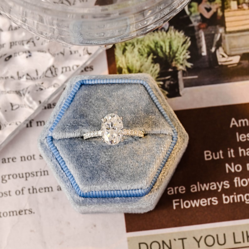 Stunning 2.5 CT Oval Moissanite Engagement Ring with Pave Design 9