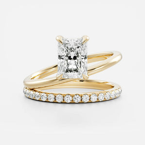 Stunning 1.5-2.5 CT Radiant Moissanite Engagement Ring with Solitaire & Double Band Design