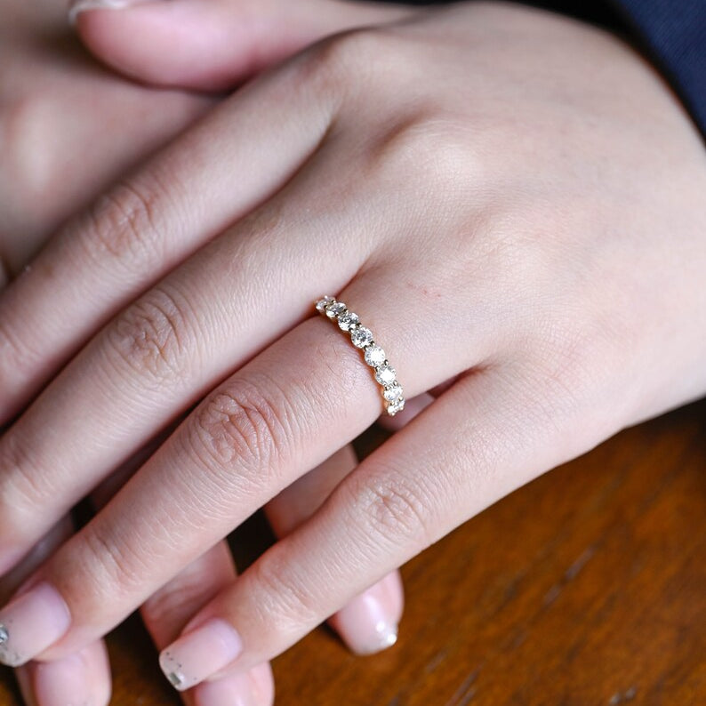 Stunning 0.3 TCW Round Moissanite Stones Half Eternity Wedding Band 2
