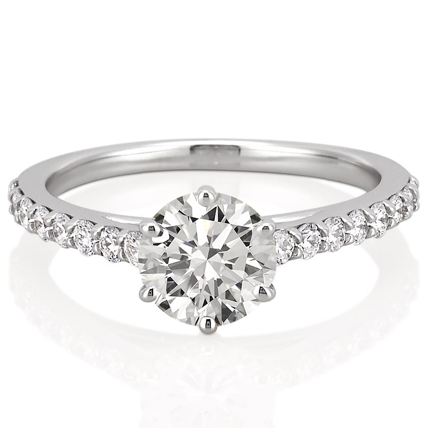 Stunning 1.0- 2.0 CT Round Moissanite Engagement Ring with Pave Design 4