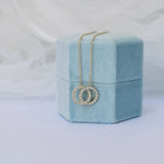 1.50 CT Round Moissanite Diamond Double Circle Pendant Necklace in Solid Gold 5