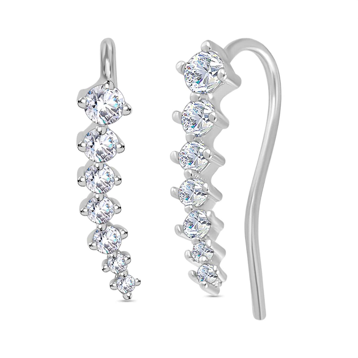 Round Cut Cubic Zirconia in 925 Sterling Silver Earrings 1