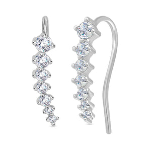 Round Cut Cubic Zirconia in 925 Sterling Silver Earrings