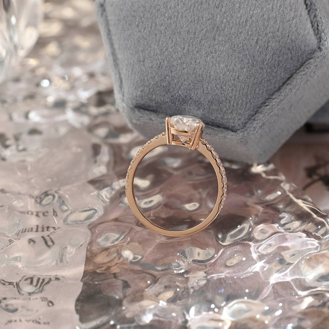 Stunning 3.0 CT Pear Moissanite Engagement Ring with Pave Design 6