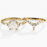 1.50 CT Oval Cut Moissanite Bridal Ring Set with Marquise & Round Wedding Bands 1