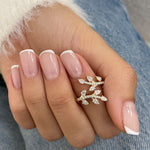 Stunning 0.67 CT Round & Pear Moissanite Stones Open Cluster Wedding Bands 3