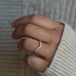 Stunning 0.20 CT Round & Marquise Moissanite Stones Curved Wedding Bands 5