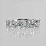 Stunning 0.66 TCW Round & Pear Moissanite Stones Cluster Wedding Band 4