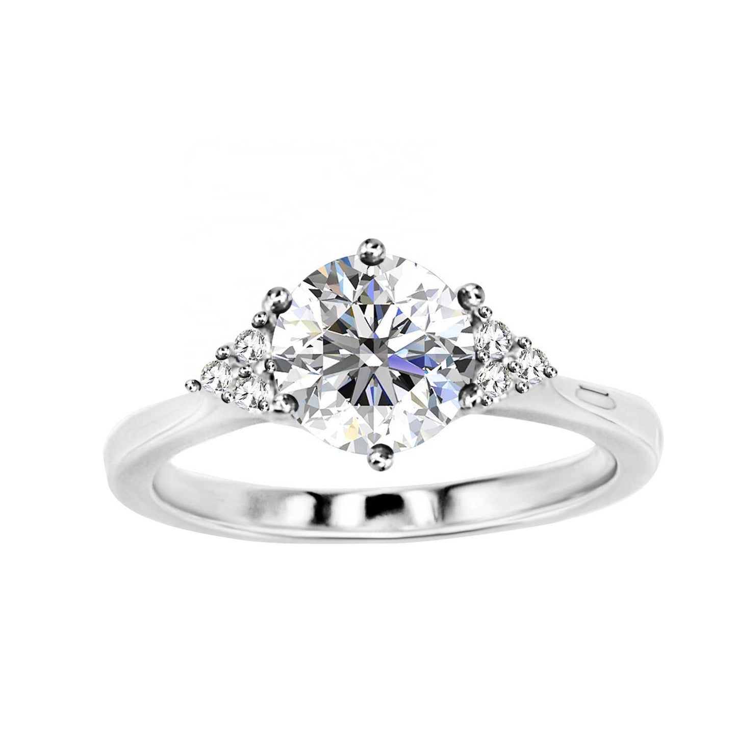 Round Cut Cluster Style Cubic Zirconia in 925 Sterling Silver Ring 1