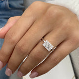 Classic 2.0 CT East West Radiant Moissanite Engagement Ring with Hidden Halo Design 4