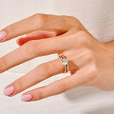1.0 CT Round Cut Moissanite Bridal Ring Set with Round Wedding Bands 4