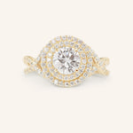 Stunning 1.0 CT Round Moissanite Engagement Ring with Double Halo Design 1
