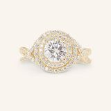 Stunning 1.0 CT Round Moissanite Engagement Ring with Double Halo Design 1