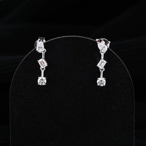 0.83 TCW Round, Pear & Emerald Cut Moissanite Earrings in Gold