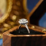 Stunning 3.0 CT Round Moissanite Engagement Ring with Halo Design 4