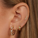 1.0 TCW Round Cut Moissanite Linked Chain Hoops Earrings in Gold 3
