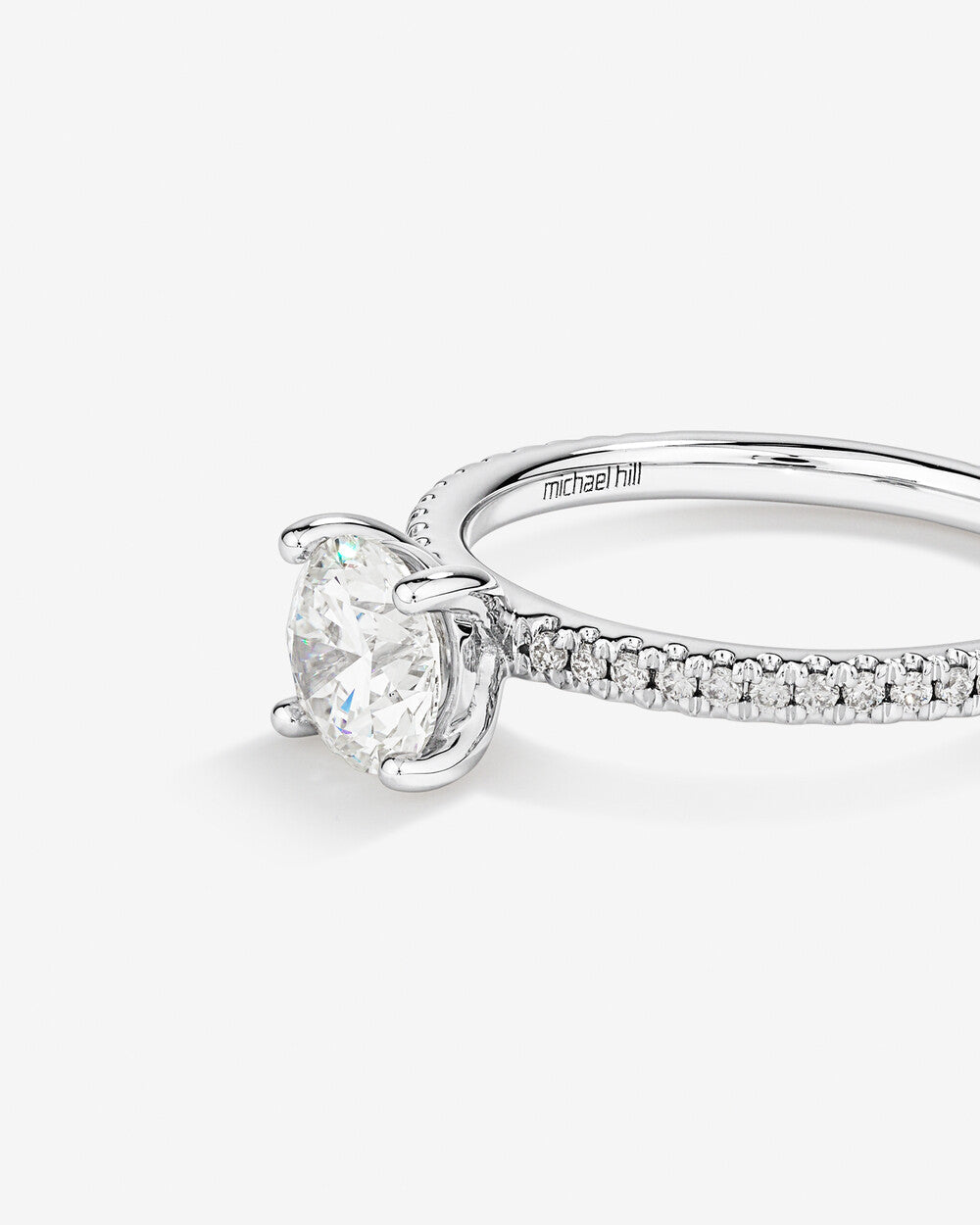 Stunning 1.34 CT Round Moissanite Engagement Ring Pave Design 3