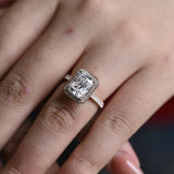 Stunning 1.0 - 2.0 CT Radiant Moissanite Engagement Ring with Pave & Halo Design 4