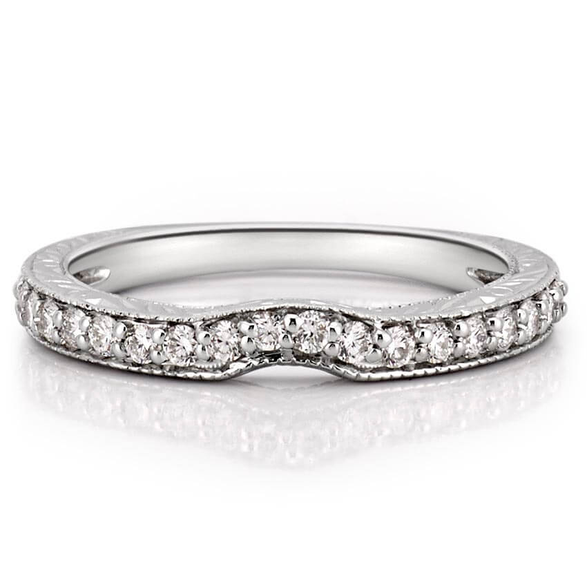 Stunning 0.30 CT Round Moissanite Stones Vintage Wedding Band 3
