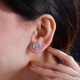 Round Cut Cubic Zirconia in 925 Sterling Silver Earrings 2