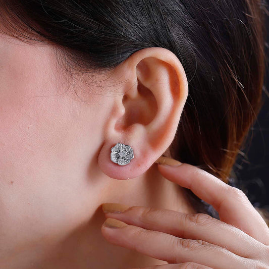 Round Cut Cubic Zirconia in 925 Sterling Silver Earrings 2
