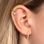 1.0 TCW Round Cut Moissanite Pave Huggie Earrings in Gold 6
