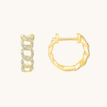 1.0 TCW Round Cut Moissanite Chain Huggies Earrings in Gold 1