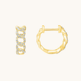 1.0 TCW Round Cut Moissanite Chain Huggies Earrings in Gold 1