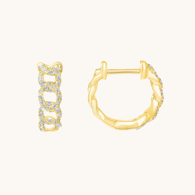 1.0 TCW Round Cut Moissanite Chain Huggies Earrings in Gold 1