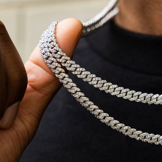 40 CT Round Moissanite Diamond Cuban Silver Necklace For Him 2