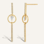 0.50 TCW Round & Pear Cut Moissanite Unique Bar Earrings in Gold 1