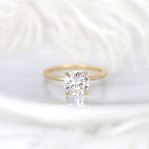 Stunning 2.0 CT Round Moissanite Engagement Ring with Hidden Halo Design