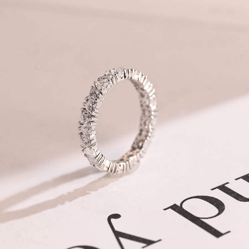 Stunning 0.3 TCW Round Moissanite Stones Half Eternity Wedding Band 10