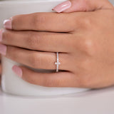 Stunning 0.3 TCW Round Moissanite Stones Stella T shaped Wedding Band 4