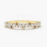 Stunning 0.4 TCW Marquise and Round Moissanite Stones in Half Eternity Wedding Bands 1