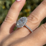 Stunning 2.57 CT Oval Moissanite Engagement Ring with Halo & Pave Design 2