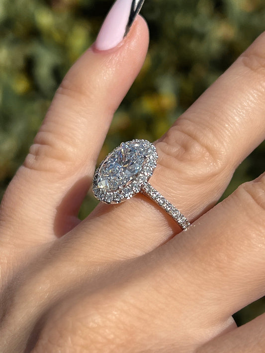 Stunning 2.57 CT Oval Moissanite Engagement Ring with Halo & Pave Design 2