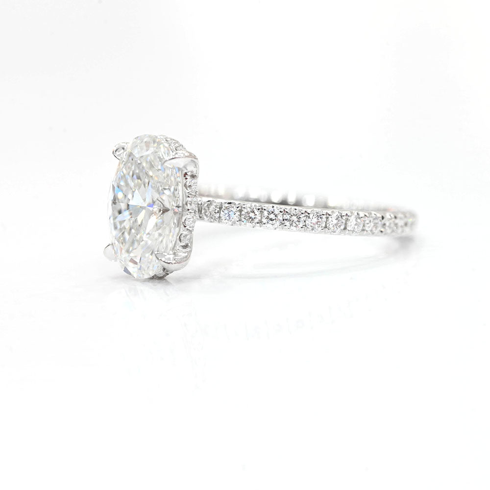 Stunning 2.0 CT Oval Moissanite Engagement Ring with Hidden Halo & Pave Design 2