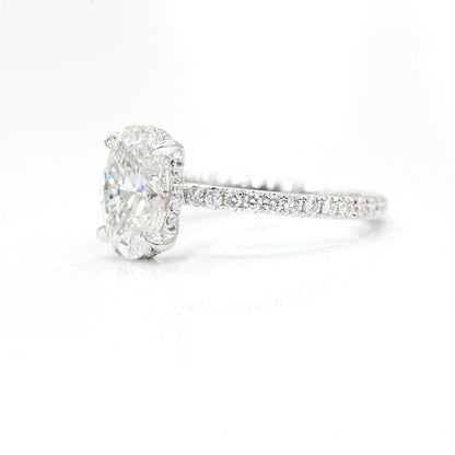 Stunning 2.0 CT Oval Moissanite Engagement Ring with Hidden Halo & Pave Design 2