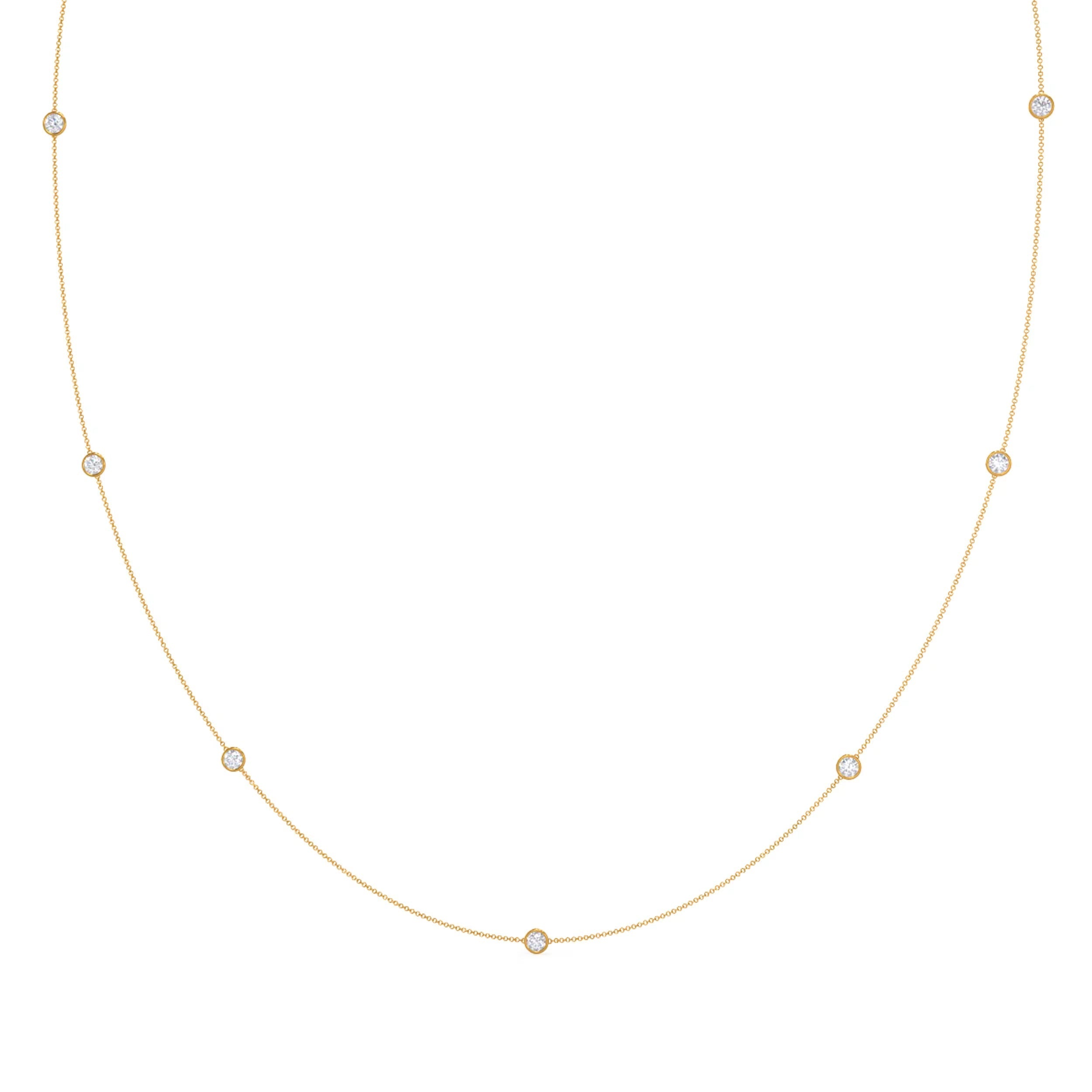 0.60 CT Round Moissanite Diamond Floating Diamond Bezel Necklace in Solid Gold 3