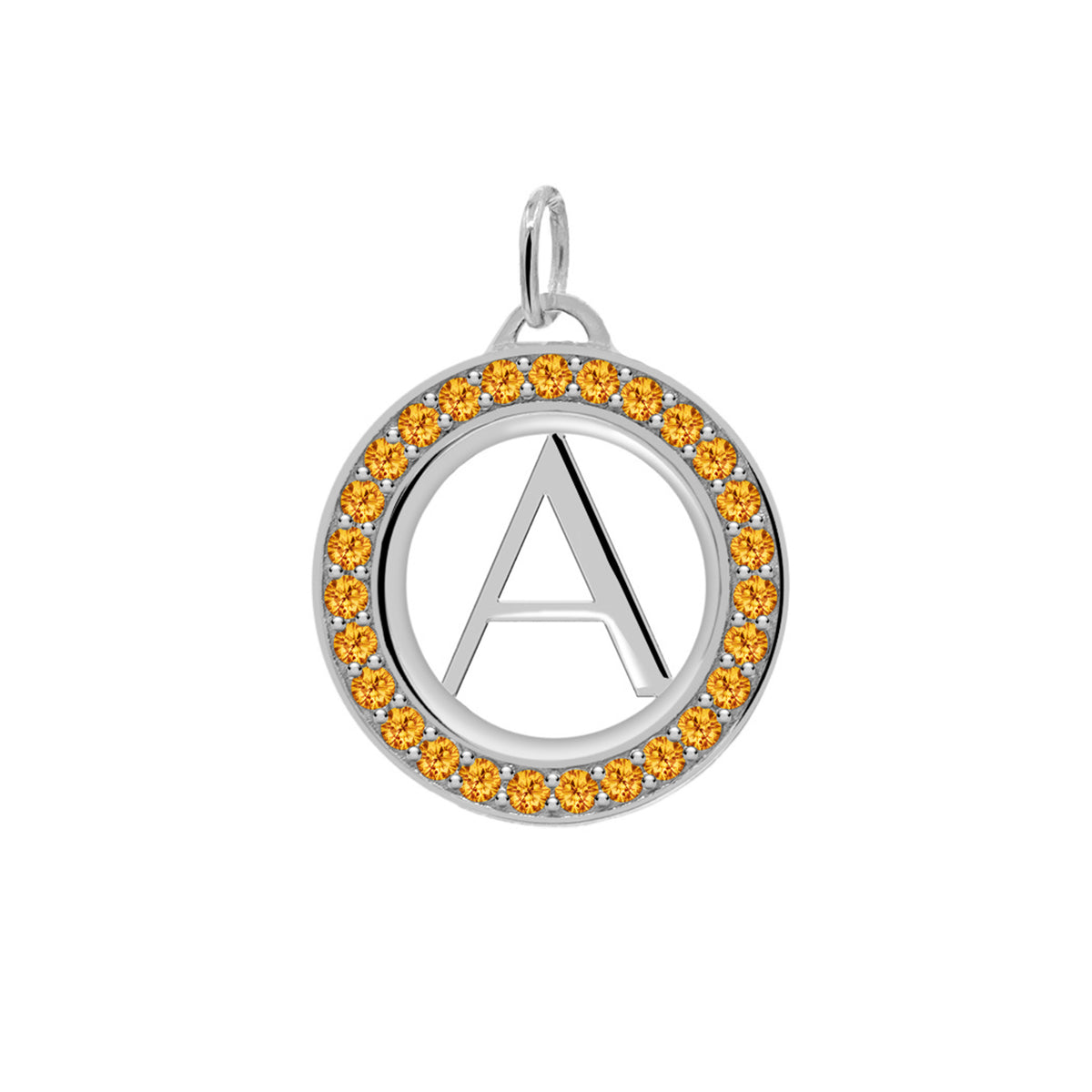 0.09 TCW Round Citrine Lab Made Diamond- November Birthstone Necklace 7